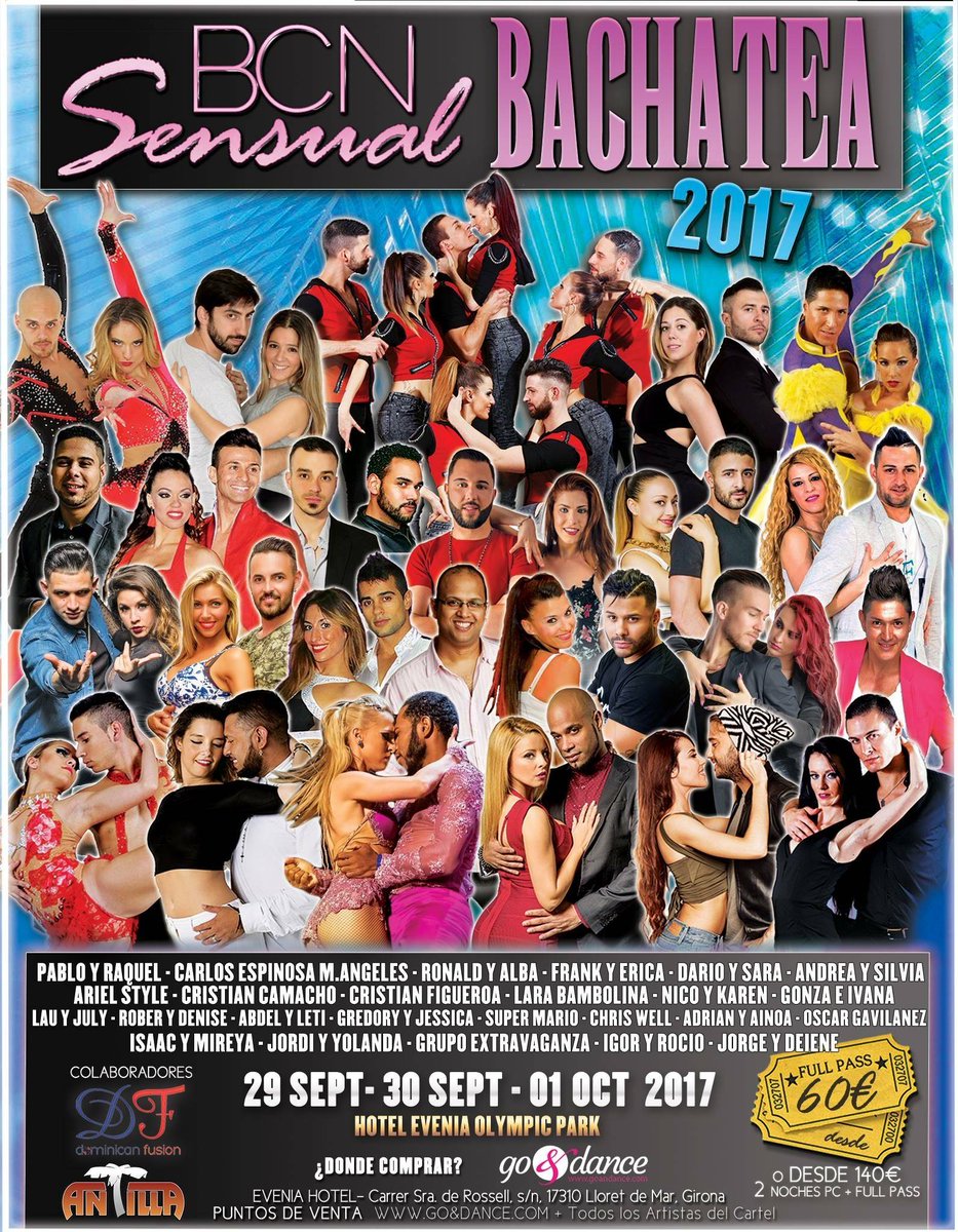 goandance's tweet photo. 🌟 BCN Sensual Bachatea 2017 🌟

🗓 29 Sept. - 01 Oct., Lloret de Mar
📋 Ahorra 15€ 👉 https://t.co/AG8UgaU9Od
🚀 Like y comparte con amigos 😉 https://t.co/CDey8HT2uC
