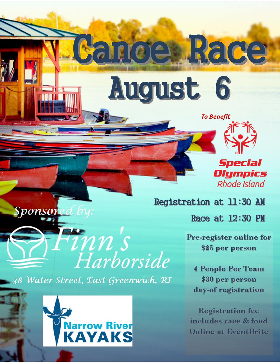RITorchrun's tweet photo. Sunday is looking to be a perfect day for the Annual Canoe Race to benefit @SORhodeIsland. Get a few friends together and join the fun! https://t.co/U1vh5Q0kfM