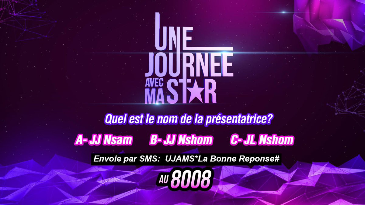 ujams237's tweet photo. Joue avec ton émission "UNE JOURNEE AVEC STAR" et gagne de nombreux lots! Envoie la bonne réponse par SMS au 8008!! Bonne Chance. #UJAMS237 https://t.co/Otk62M20io