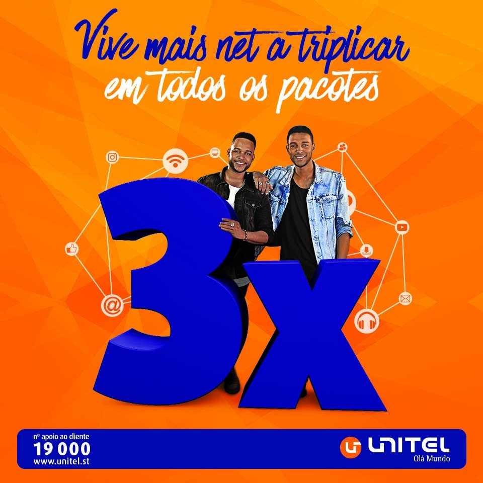 UnitelStp's tweet image. Vive mais NET A TRIPLICAR!
Carrega 5GB e ganha 15GB apenas 600.000 Dbs
Carrega 10GB e ganha 30GB apenas 900.000 Dbs
bit.ly/big-net-tripli…