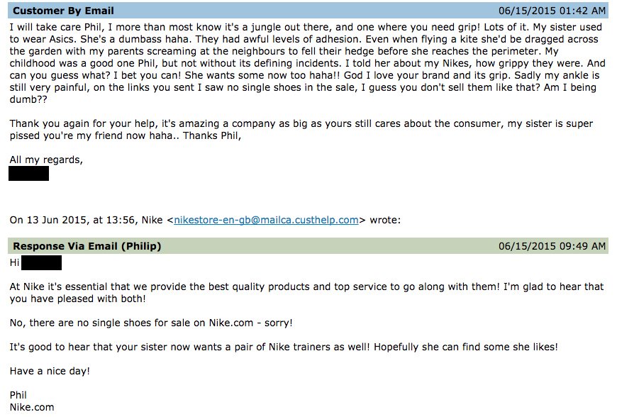 nike customer care no