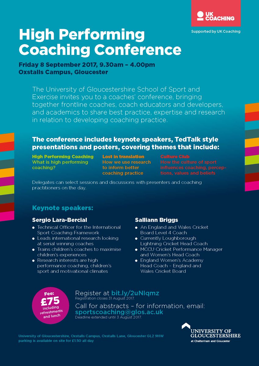 High Performance #Coaching Conference to be held at Oxstalls, home to our School of Sport and Exercise: Fri 8 Sept goo.gl/v3JT2V