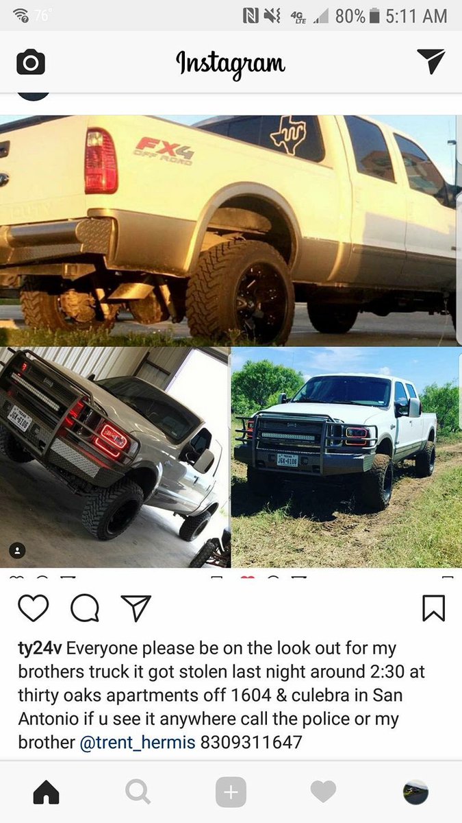 @trent_hermis had his truck stolen the morning around 230 from Thirty Oaks at 1604 &amp; Culebra. If you see it please call him @ 8309311647