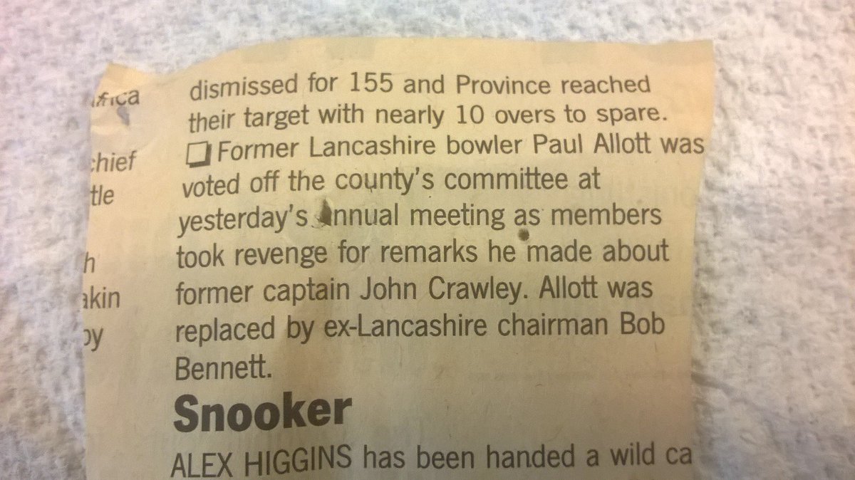 barnettmike26's tweet photo. My #SundayTimes nib from 2004 when #Lancashire members voted Paul #Allott off the committee. He's just been made Director of Cricket... https://t.co/9oodnNdVpO