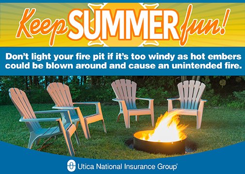 Uticanational's tweet photo. Fire pits are great, but don't light yours if it is too windy so you reduce the chance of an unintended fire. #KeepSummerFun https://t.co/CYwfccruZA