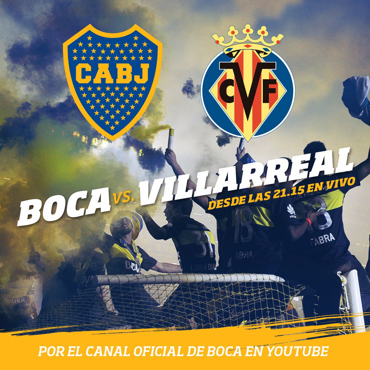 Esta noche, desde las 21:15 hs., <a href="/BocaJrsOficial/">Boca Juniors</a> recibe a <a href="/VillarrealCF/">Villarreal CF</a> en #LaBombonera.
Se podrá seguir por el streaming oficial y <a href="/telefe/">telefe</a>.