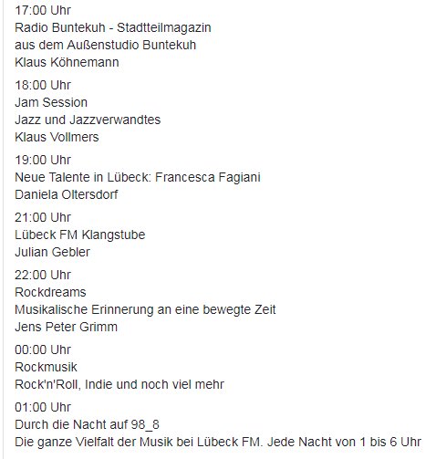 Unser Mittwochsprogramm für sie: