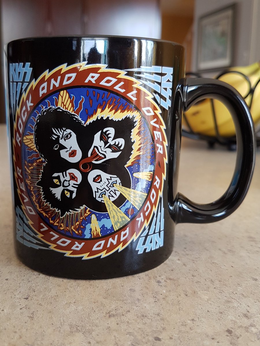 kiss's tweet photo. #KISSARMYROCKS! Thanks for sharing, Walter @fraga_walterm! Drinking coffee in one of my favorite mugs #KISS. https://t.co/qv4OX4mV81