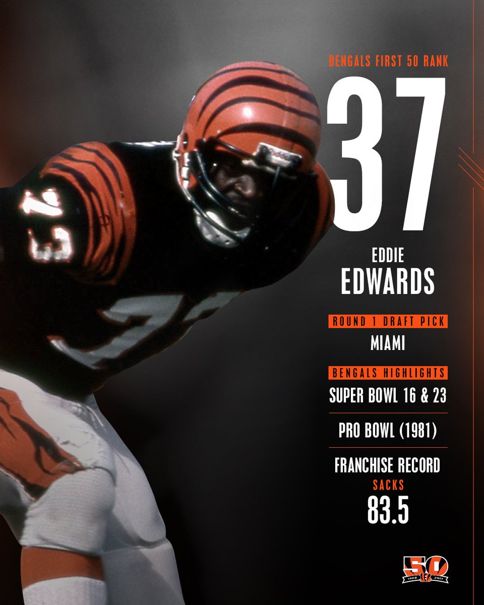 37 days until our home opener means we’re featuring number 37 in the #Bengals First 50: Eddie Edwards  #Bengals50 https://t.co/TCkHpQzitB
