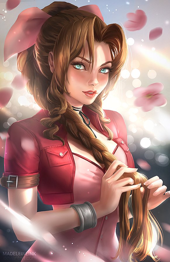 Finally finished up my fan art of Aerith 💗 https://t.co/30pOLOO80z #finalf...