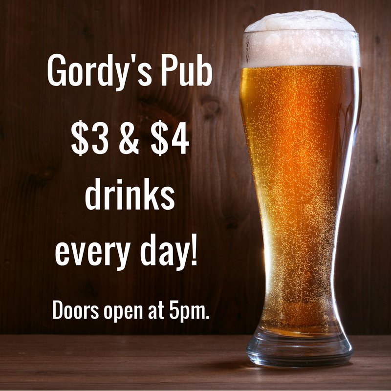 Get to Gordy's! Doors open at 5.