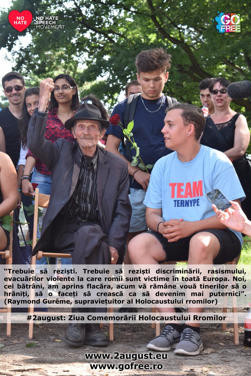AsociatiaGoFree's tweet photo. #RaymondGureme, supraviețuitor al Holocaustului rromilor. #OpreRoma #2august #romagenocide #faraura #nohatespeech #weremember #gofree https://t.co/Q8Y1N4Ricm