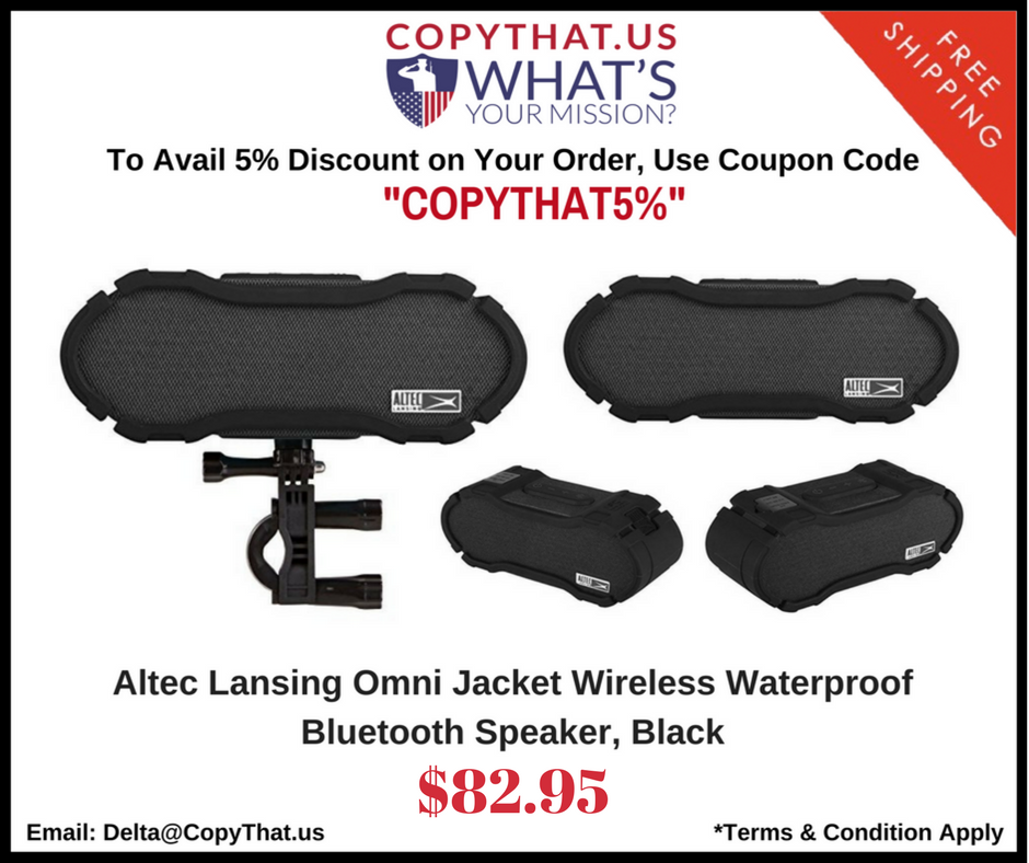 Copy_That_US's tweet image. Altec Lansing Omni Jacket Wireless Waterproof #BluetoothSpeaker, Black #WaterproofSpeaker #AltecSpeaker copythat.us/altec-lansing-…