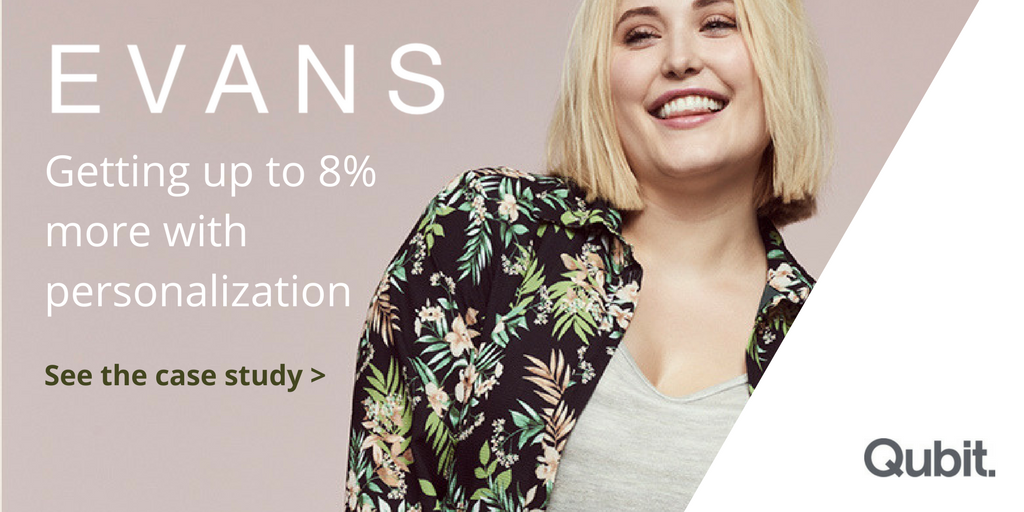 qubit's tweet photo. Evans see up to 8% uplift in revenue per visitor with these #personalizations. Find out more: https://t.co/y4SxOlQrv0 #ecommerce #casestudy https://t.co/qBxU5B4cBY
