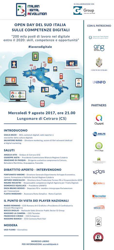 È tutto pronto per "Open day del Sud Italia sulle competenze digitali"
<a href="/millytucci/">MILLY TUCCI</a> <a href="/RosCesareo/">Rosangela Cesareo</a> <a href="/Italia_Digitale/">Italia Digitale</a> @DirosaPaola