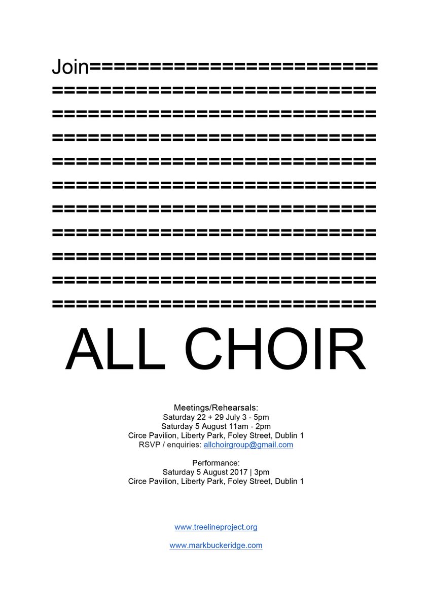 This Saturday ALL CHOIR by <a href="/MarkBuckeridge/">MarkBuckeridge</a> are rehearsing at 4:30 &amp; performing at 6:30pm at #CircePavilion
come along! #Ulysses #Joyce #free