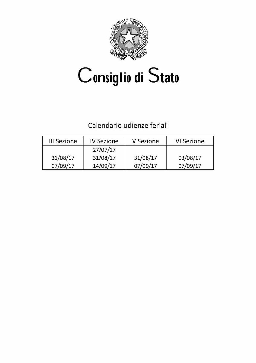 mariastefaniama's tweet photo. Consiglio di Stato: calendario delle udienze feriali 2017 #rmsup https://t.co/9MtcFTBxkb