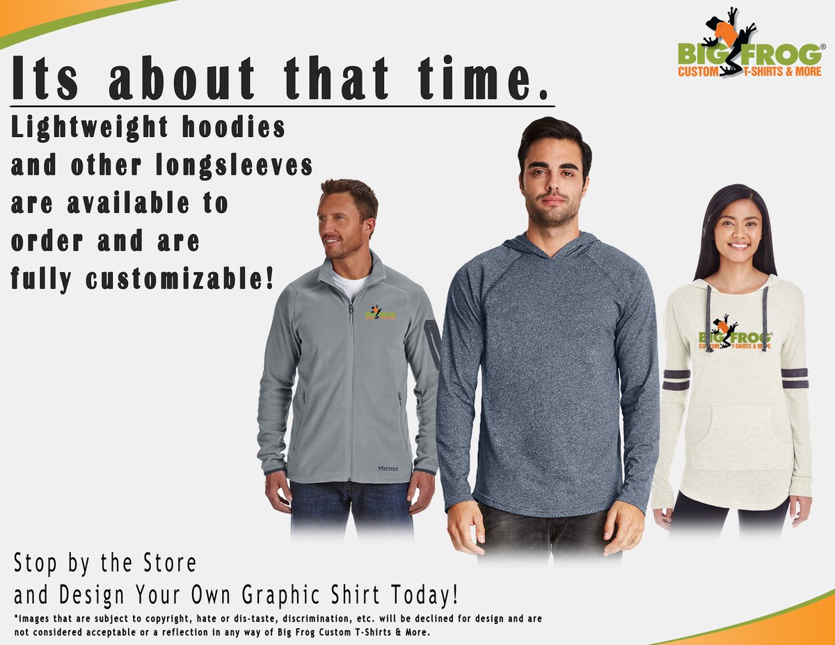 BigFrog_Indiana's tweet photo. Fall is just a month and a half away! Be sure to pick up some warm outerwear for those cool mornings ahead. https://t.co/JqVq3XqWFe