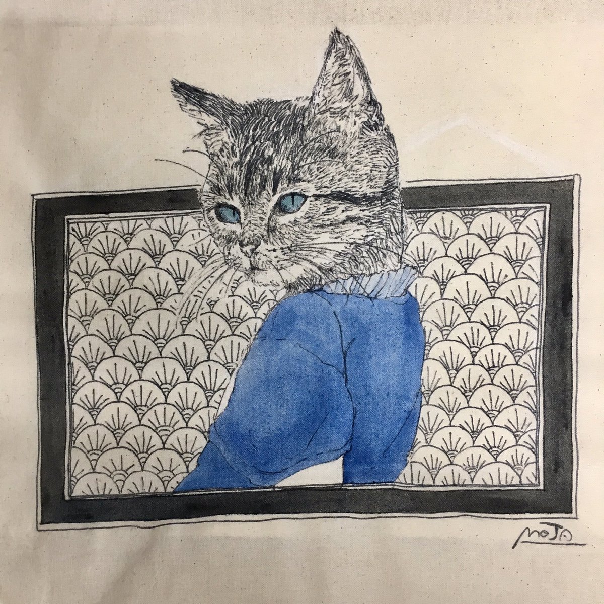 オーダー品　自作絵画　猫とうさぎたち　猫とうさぎの絵 オーダー品 自作絵画 猫とうさぎたち 猫とうさぎの絵
