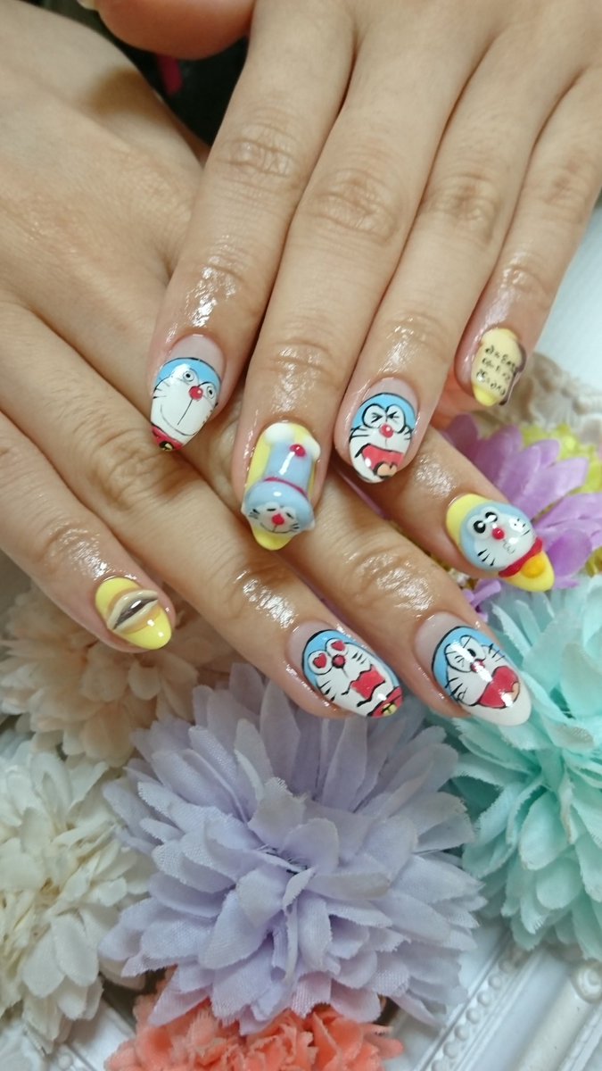 いろはねいる ジェルネイル スカルプ ネイル Nail 新宿ネイルサロン いろはねいる ドラえもんネイル ドラえもん ペイントネイル キャラクターネイル 3dネイル 夏ネイル ガーリーネイル