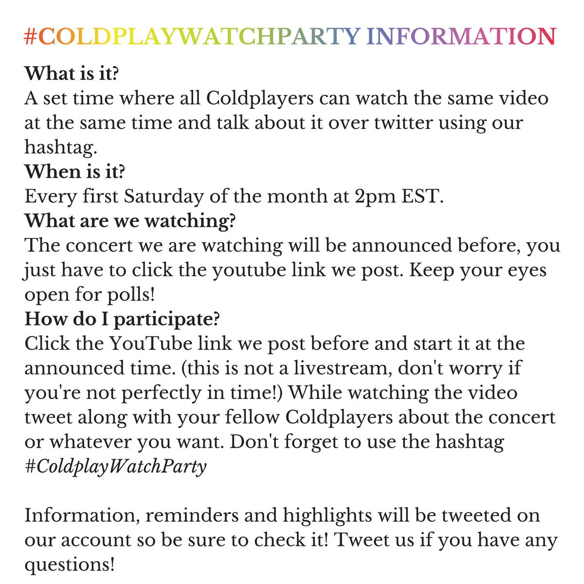 ColdplayParty's tweet image. Come join this month's #ColdplayWatchParty and relive last year's Glastonbury show with the Coldplayer family!🎉❤️
youtube.com/watch?v=xfrbu3…