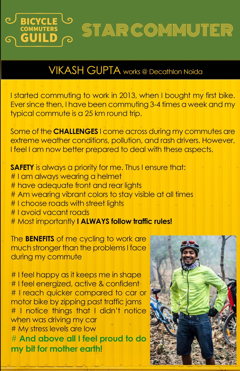 BCG_India's tweet photo. BCG Star Commuter this week  #beinconvenient #bethechange #ridetowork #climatechange #BCG #greenwheels Send us your commute story https://t.co/0gZWmQR5Au