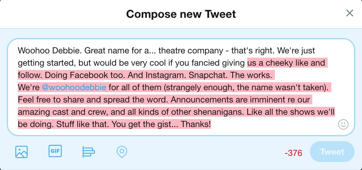 mattstrachan3's tweet photo. This is how proficient I am at Twitter... (follow @WoohooDebbie is really the thrust) https://t.co/fLN1jhFMF3