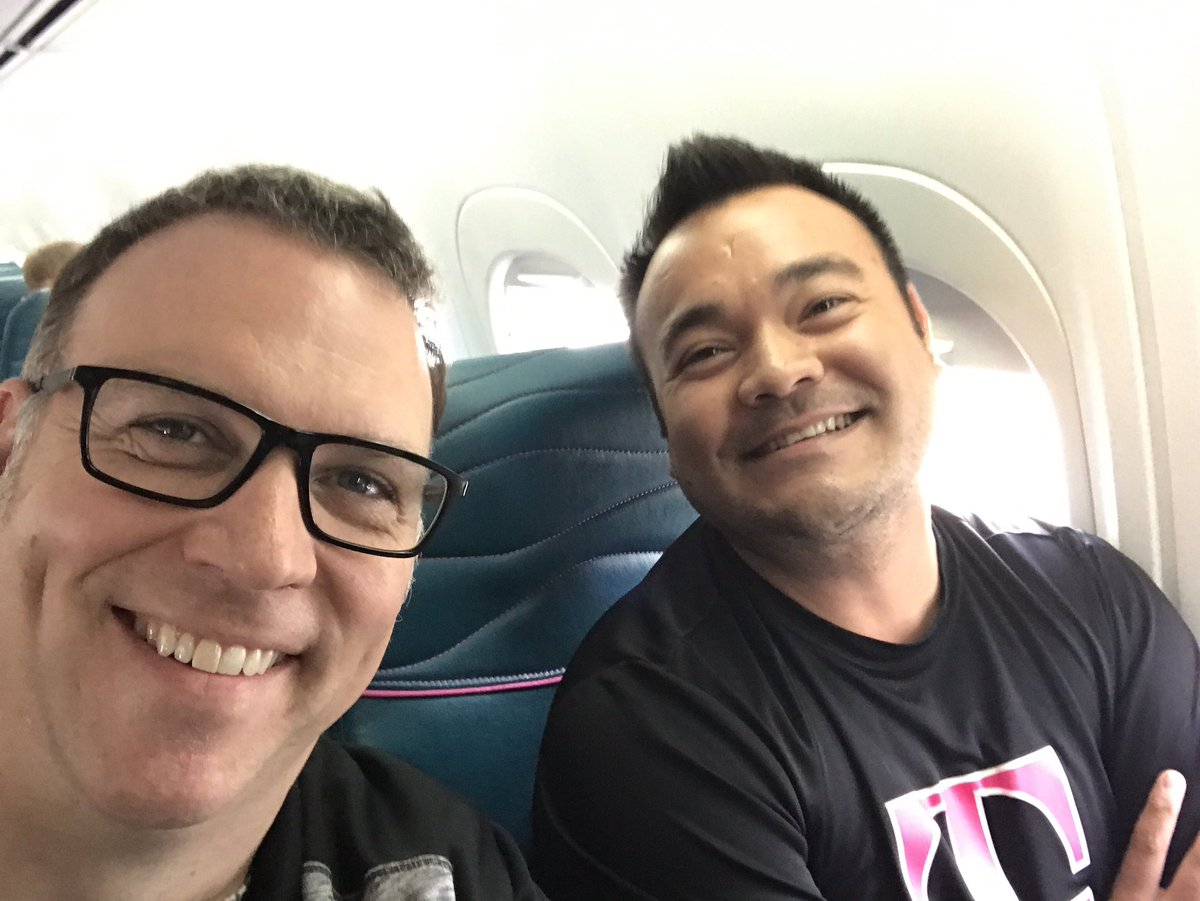 AdrianVanHooser's tweet photo. Maui bound with @harris_joe85! Excited to see our NEW store & team!! And where's our colleague @scotoishi in 1st Class! #MagentaStatus https://t.co/PVdM7ehcrr