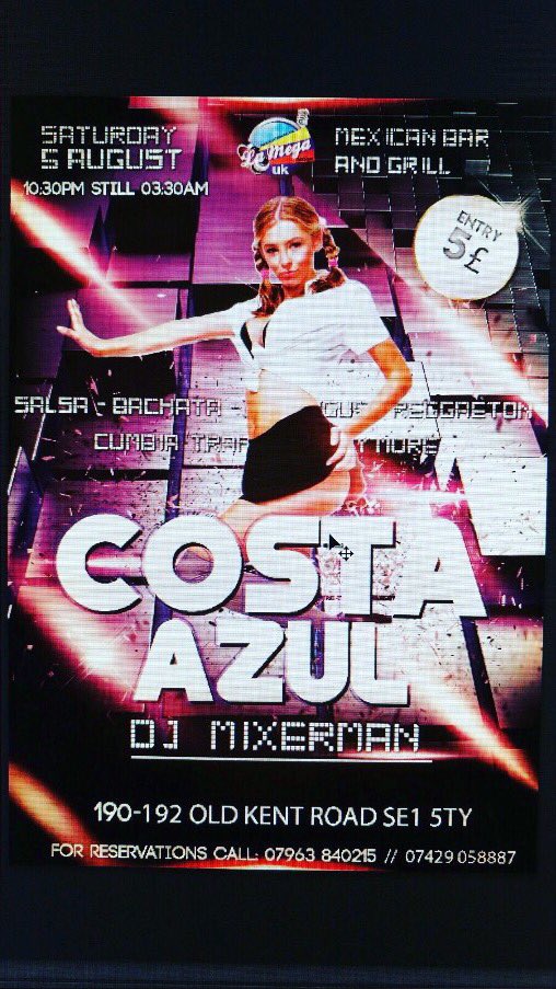 LAMEGALATINAHD's tweet photo. ESTE SABADO NOS VEMOS EN COSTA AZUL MEXICAN CON LOS MEJORES RITMOS LATINOS!!
LUGAR: 190-192 old Kent road se1 5ty
#SEEYOUTHERE #RUMBATOTAL https://t.co/ELlqbeURV4