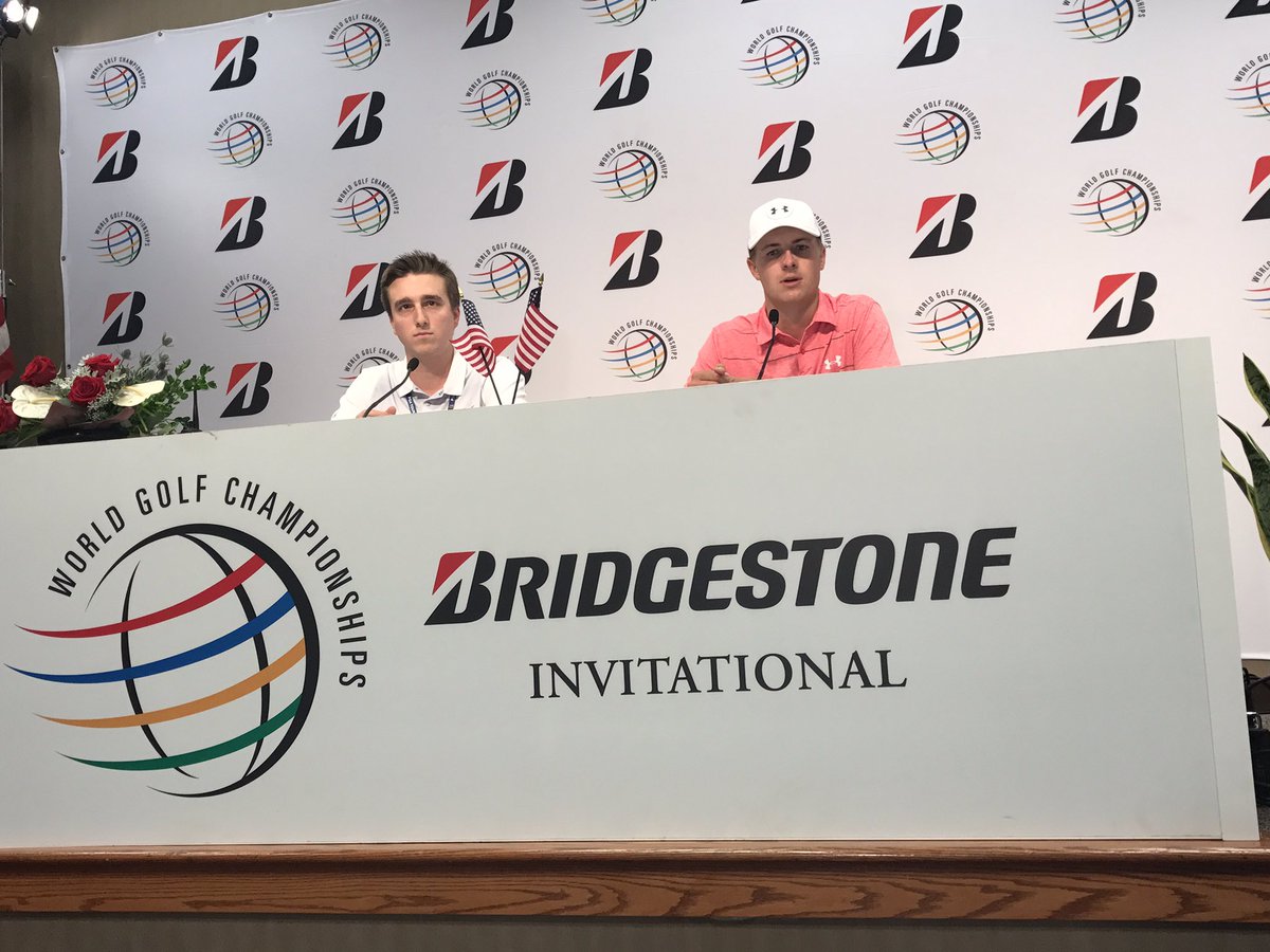 BenAxelrod's tweet photo. Open Championship winner Jordan Spieth at the podium now #3Golf https://t.co/4rkehWiV9L