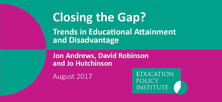 Today we publish new report on attainment gap between disadvantaged pupils &amp; their peers. Get the key findings here: epi.org.uk/report/closing…