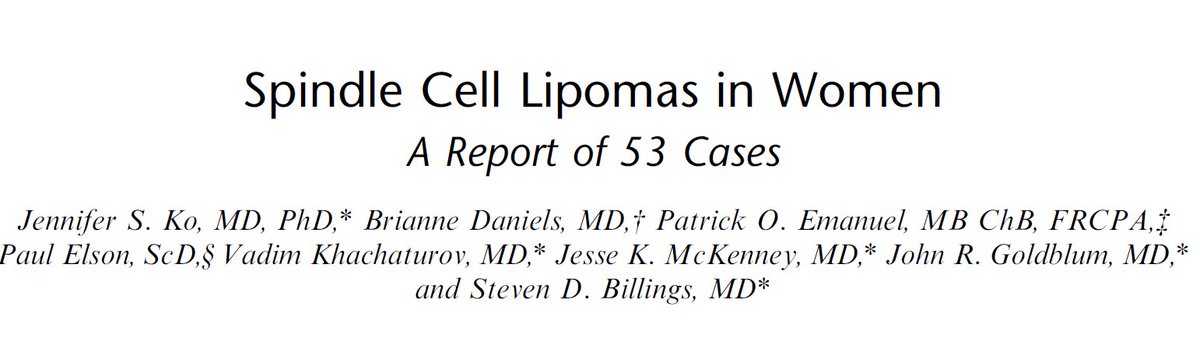 Be aware: spindle cell lipomas in women have different anatomic distribution compared with men. ncbi.nlm.nih.gov/pubmed/28719462 #dermpath