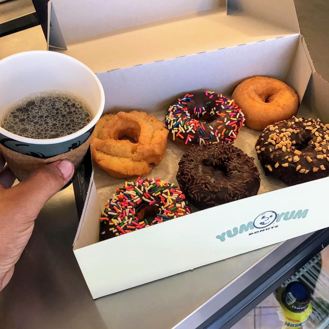 Yum Yum Donuts on X: It's too early. Have a coffee and a light snack of  half a dozen donuts to wake you up  / X