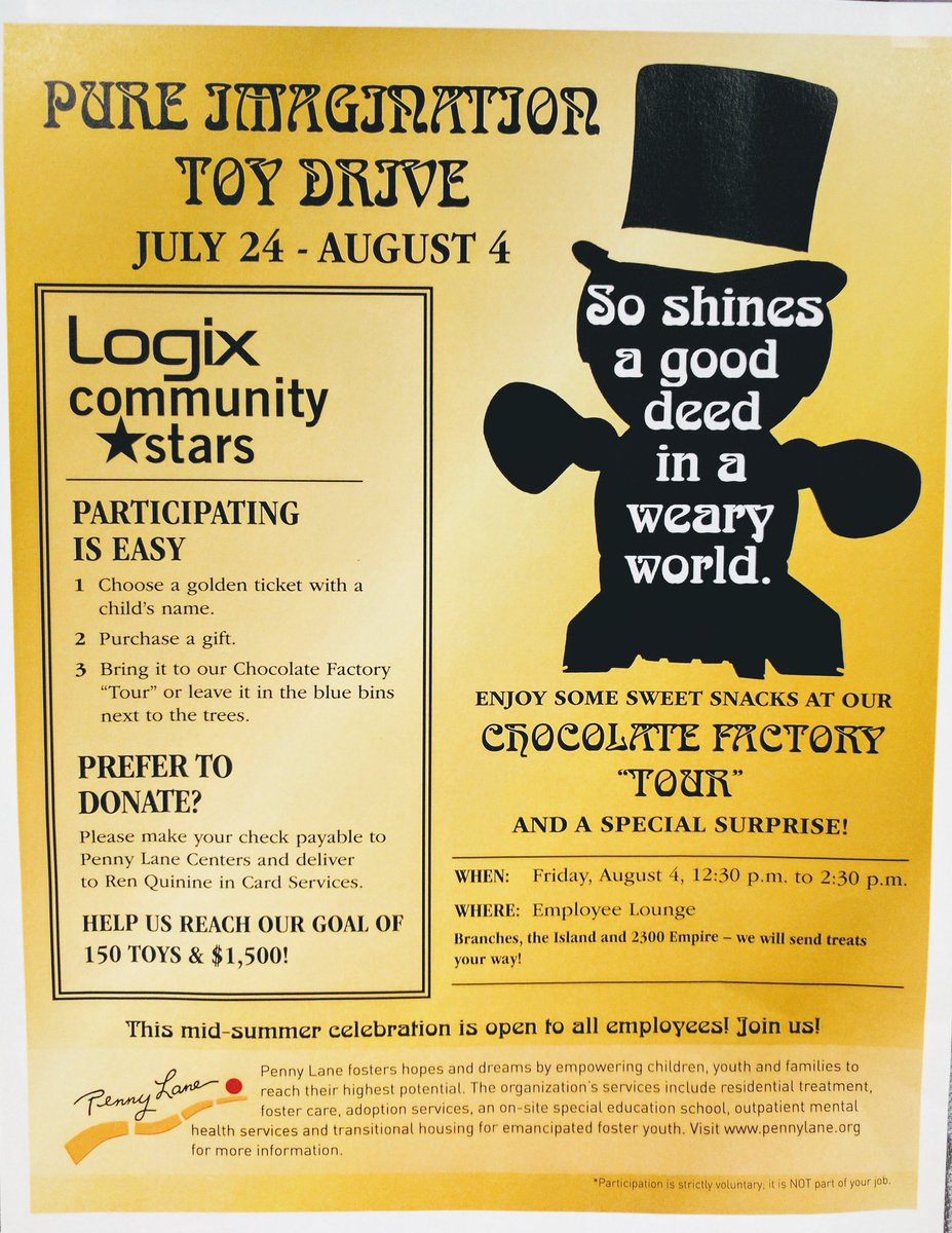 acalagias's tweet photo. .@LogixFCU welcomed @PennyLaneCenter to AllStaff. The credit union donated $30K in June! Now we're hosting a #ToyDriveinJuly. #CUgiveback https://t.co/HDlqPNnrHG