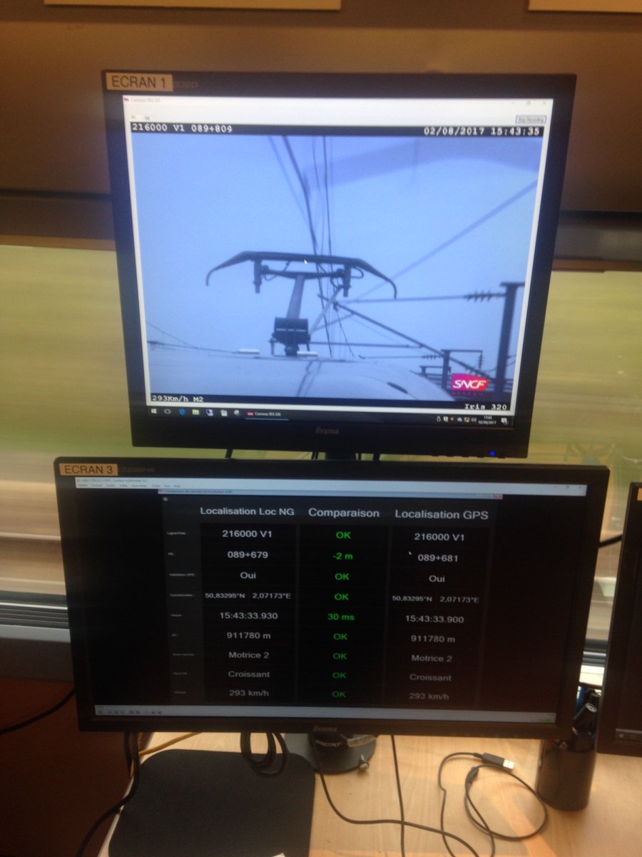 #LesEstivales17 Zoom sur l'écran de surveillance de la caténaire : image de la vigie retransmise dans la remorque <a href="/SNCFReseau/">SNCF Réseau</a>