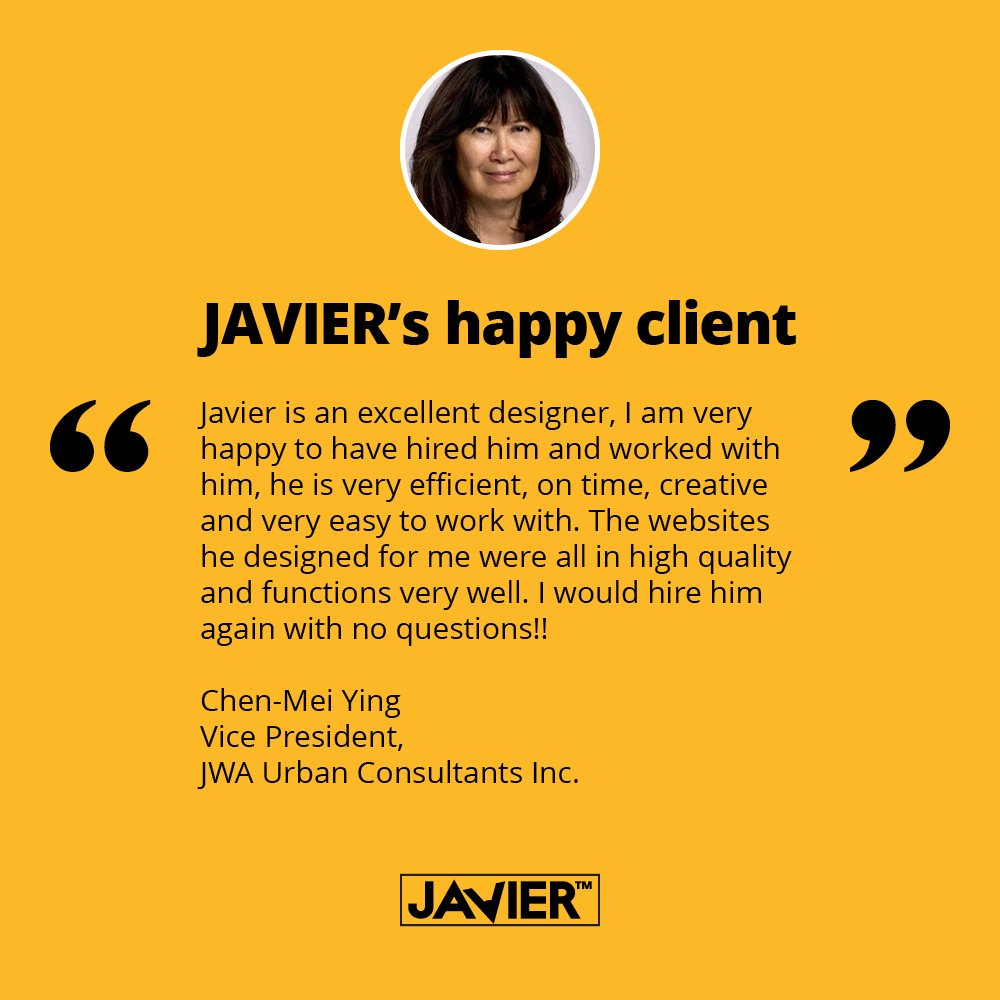 joinJavier's tweet photo. #ClientTestimonial
Javier is an #ExcellentDesigner, I am very happy to have hired him and worked with him, he is #VeryEfficient, #OnTime, https://t.co/HfMhNkSmXr
