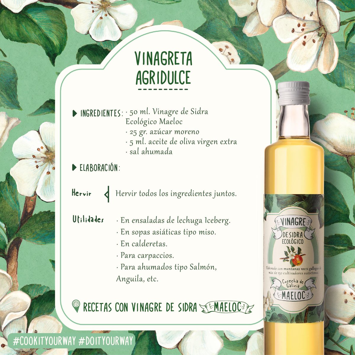 maelocway's tweet photo. ¿No sabes con qué aderezar tu cena? ¡Prueba esta #VinagretaDulce con nuestro vinagre de sidra #Maeloc! #receta #cookityourway https://t.co/lQsc6XeRqP