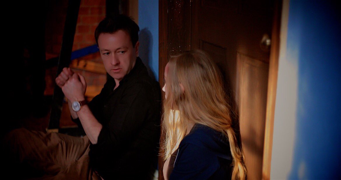 TheInuring's tweet photo. Director @theJamesHughes and lead @Emily_Haigh discuss a pivotal #Aleisha scene on @TheInuring set #supportindiefilm #filmmaking https://t.co/o0lzwrSC0m