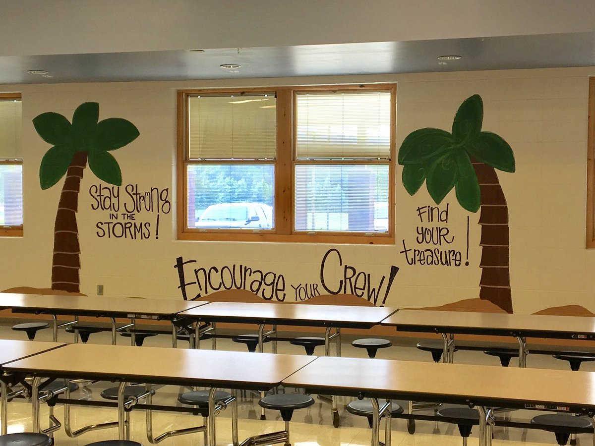 PVESRaiders's tweet photo. Our lunchroom has been transformed!! The "Data-Ship" will be used to show our school goals. Raider code posted all around! #raidercode https://t.co/5n9mrwEaDa