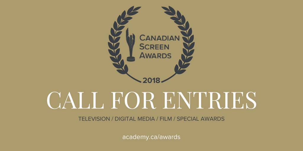 TheCdnAcademy's tweet photo. The Academy is currently accepting entries for the 2018 Canadian Screen Awards in television, digital media &amp; film. https://t.co/Y7e3r7XJdi https://t.co/8r02FQKuNI