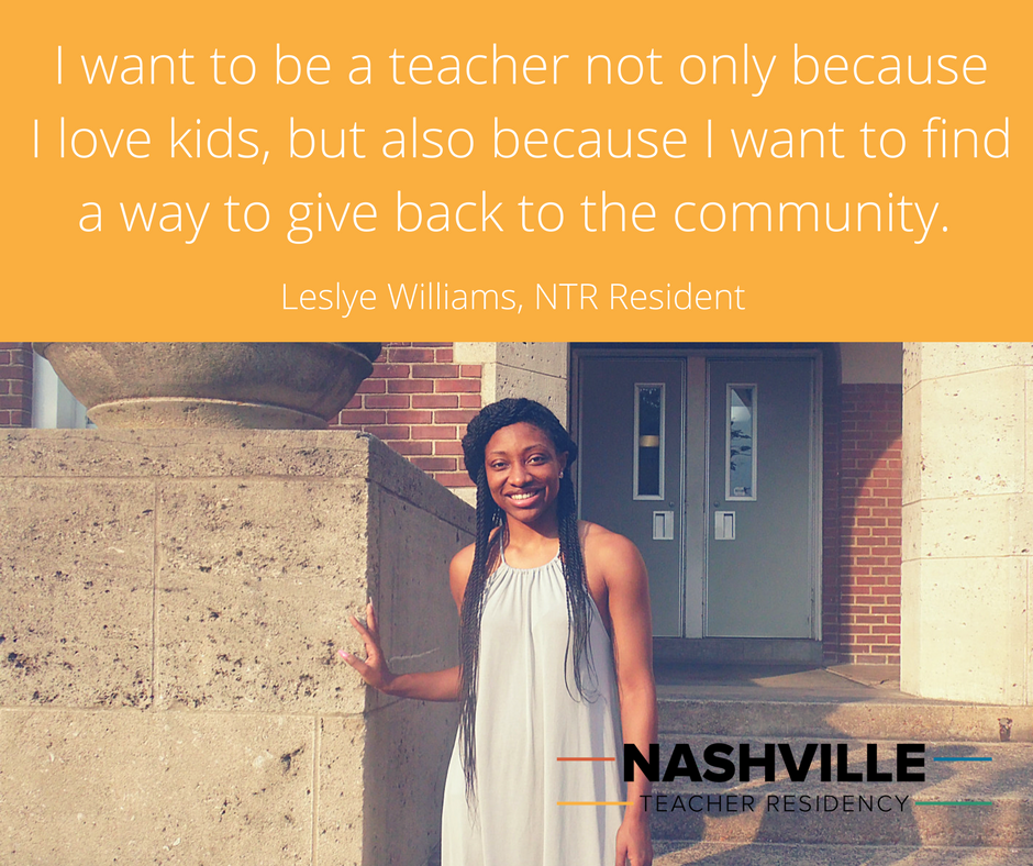 NashTeacherRes's tweet photo. NTR resident Leslye Williams shares why she aspires to be a #teacher. https://t.co/aZwi0q2jiR