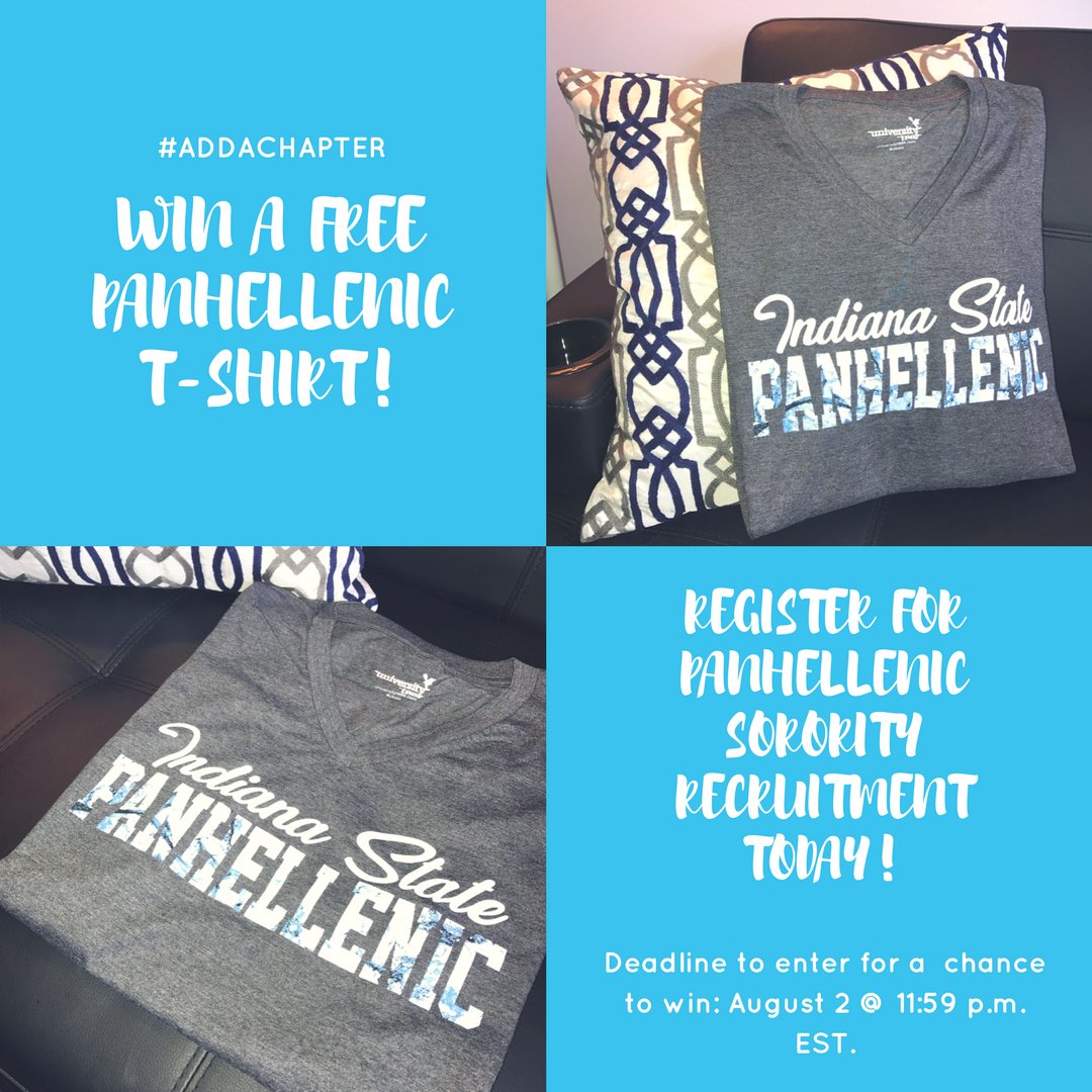 IndStatePA's tweet image. Don’t forget to sign-up AND pay to register for a chance to win a free Panhellenic shirt 💙 #AddaChapter