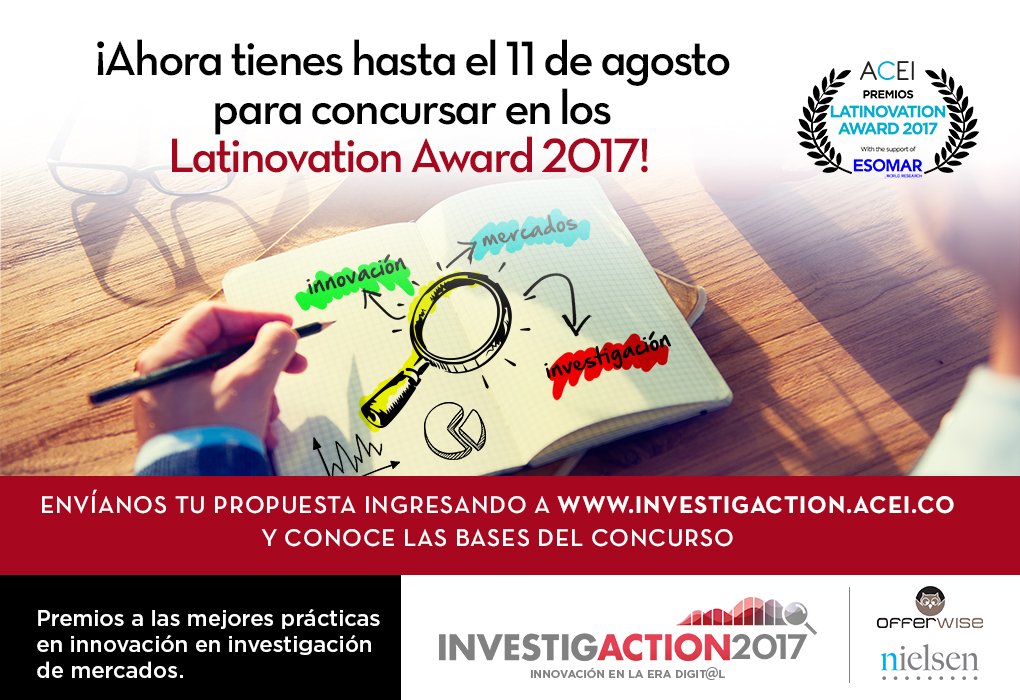 Aún tienes tiempo de inscibirte, tu puedes innovar #investigaction2017 en Investigación de Mercados  #bogota investigaction.acei.co