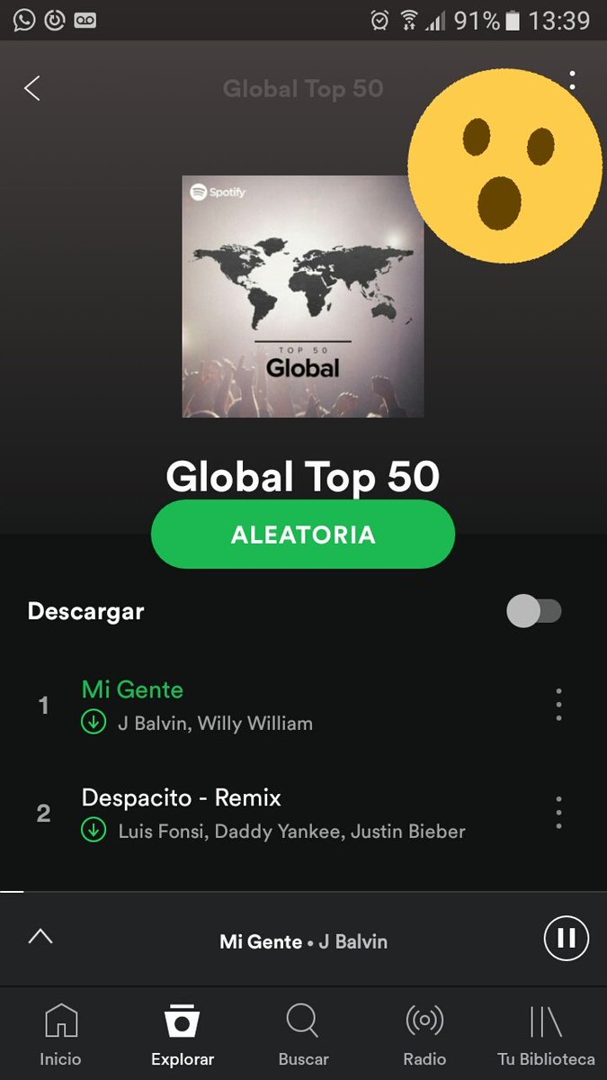 DJguty's tweet photo. Y llegó el día que #Despacito fue desplazada del 1er puesto del #TopGlobal50 de @Spotify https://t.co/55eva4EJ09