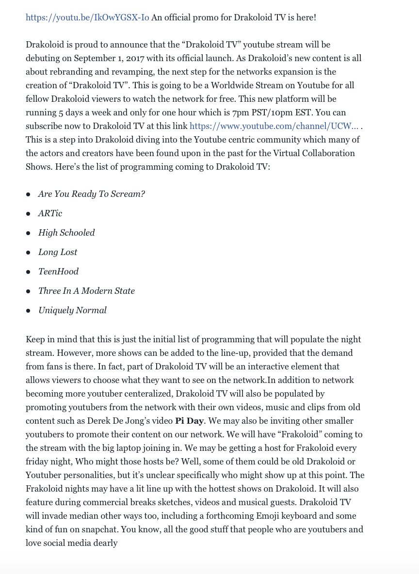 Drakoloid's tweet image. #DrakoloidTV LAUNCHES September 1st on Youtube! All the PROGRAMMING that made the FINAL CUT for September!!