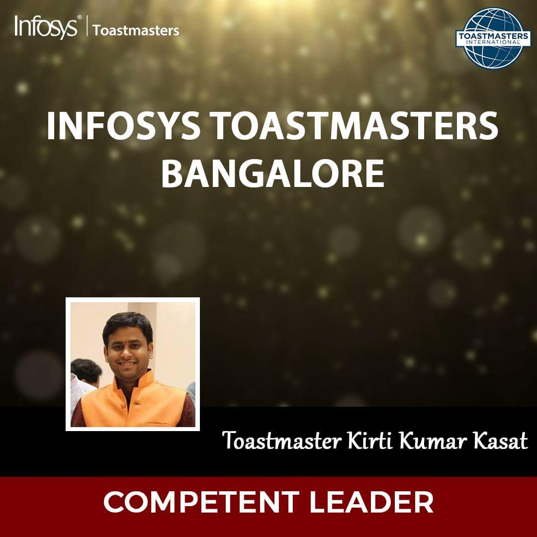 InfyTMblr's tweet photo. #Congratulations @kirtikrkasat133 for completing the #CL manual.
#CompetentLeader
#Toastmasters #WhereLeadersAreMade #Leaders #ITMBlr https://t.co/AaCNF7lJyo