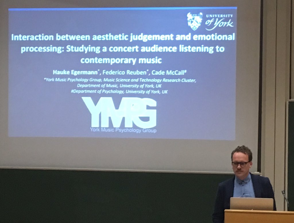 YorkMusicPsych's tweet photo. Final presentation of #YMPGTakeOver of #ESCOM17 our fearless leader Hauke Egermann #MusicPsychleading #ContemporyMusicIsStillMusicWithValue https://t.co/KKwTHlrfL0