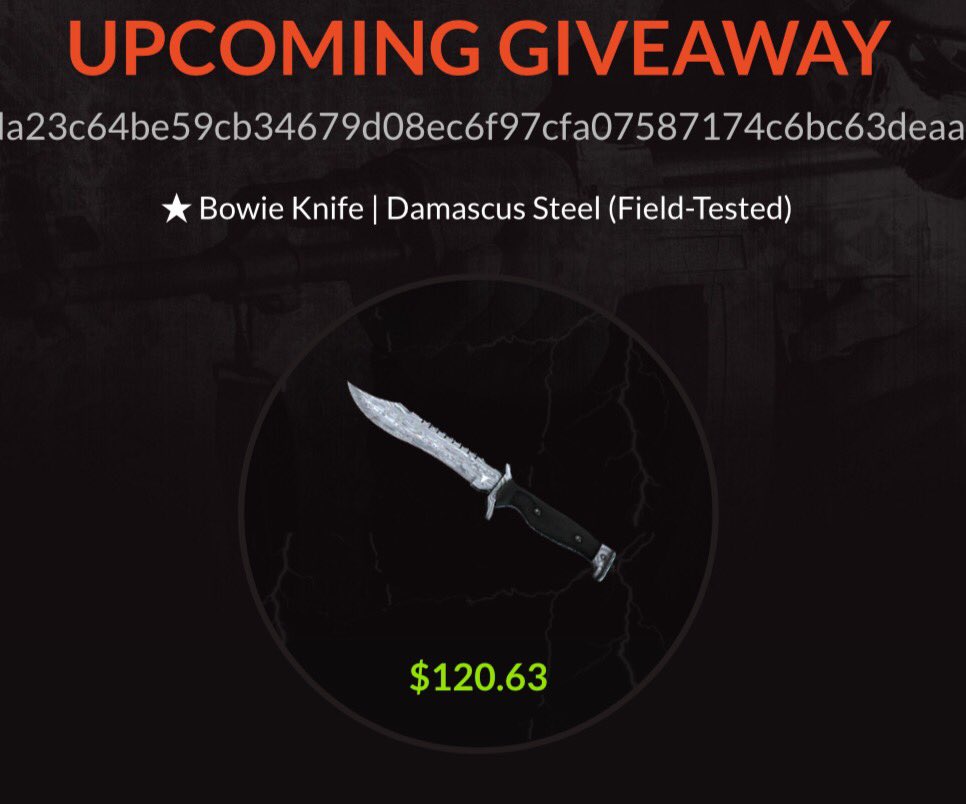 Want to win this Bowie Knife Damascus Steel?

Enter our Giveaway; CSGOnecro.com/giveaway                 

Ends in 2 hours!

RT &amp; Like
