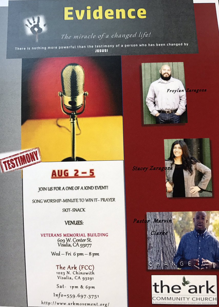 Evidence begins tonight at 6pm. Come all week to hear inspiring testimonies of lives transformed by Jesus Christ.