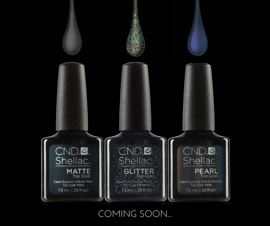 NEW! CND Matte, Pearl and Glitter top coats coming soon! #cndtrilogy